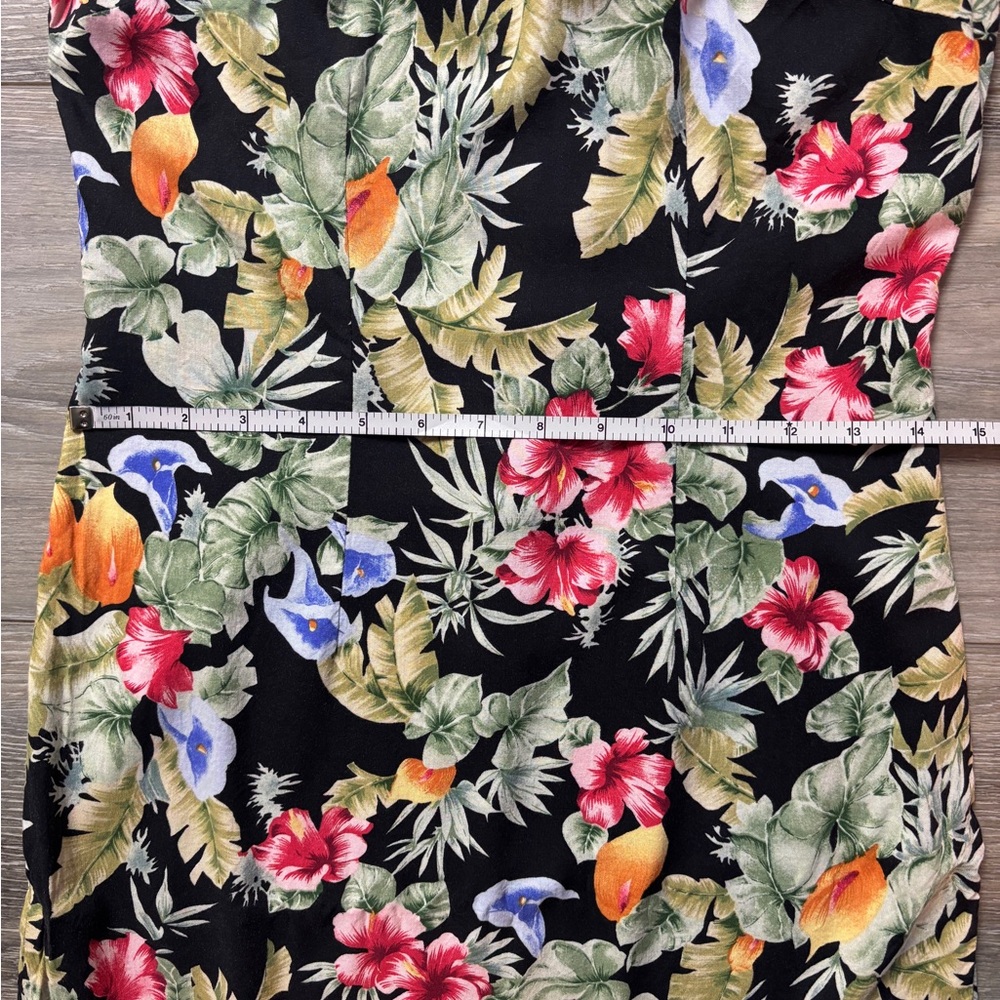 Vintage Ulterior Motives Black Floral Tropical Sleeveless Midi Dress Size 9/10 - Picture 4 of 6